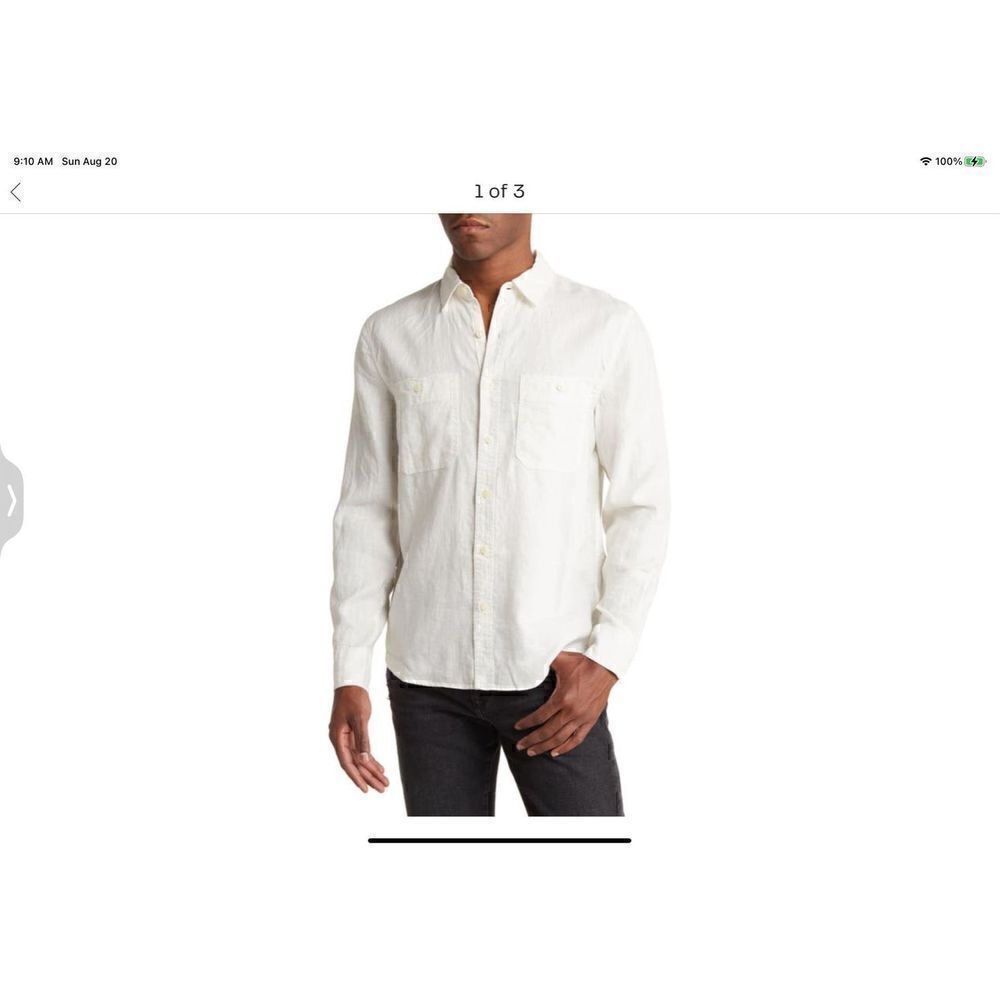 JOE’S JEANS MEN’S WHITE LINEN SHIRT